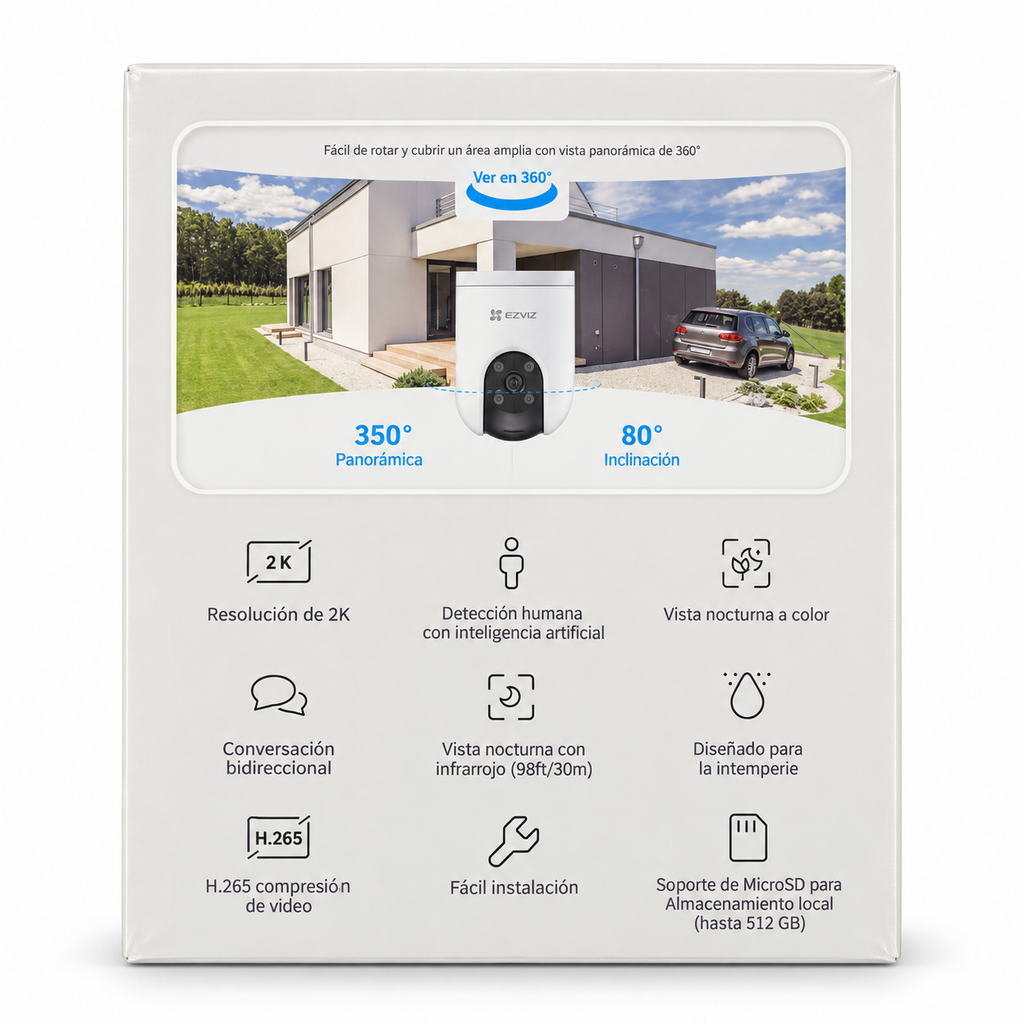 Cámara de Seguridad Exterior EZVIZ H8c Pro 2K 3 MP Wi‑Fi con Seguimiento Inteligente