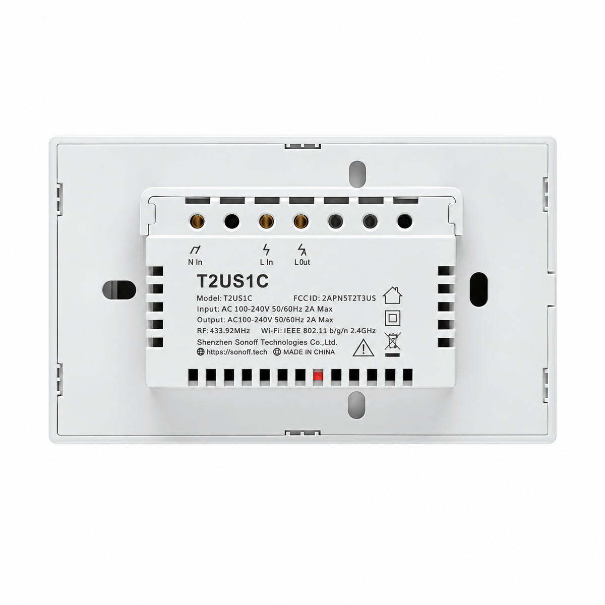 Interruptor Inteligente Wi‑Fi SONOFF T2US1C – 1 tecla, blanco